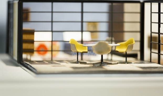 LONDON, ENGLAND - OCTOBER 20: A general view at The World of Charles and Ray Eames exhibition at the Barbican Art Gallery at Barbican Centre on October 20, 2015 in London, England. The World of Charles and Ray Eames exhibition runs from 21 Oct 15 - 14 Feb 16. (Photo by Tristan Fewings/Getty Images for Barbican Art Gallery)