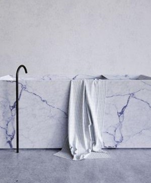 reformas en el bano con marmol blanco con vetas para bañera diariodesign