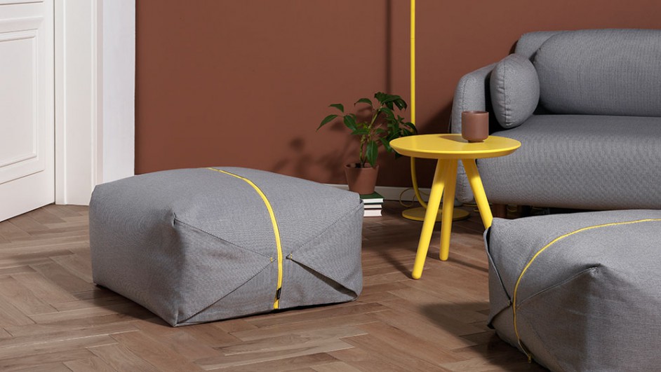 pouf ori gris y amarillo para zaozuo de yonoh design diariodesign