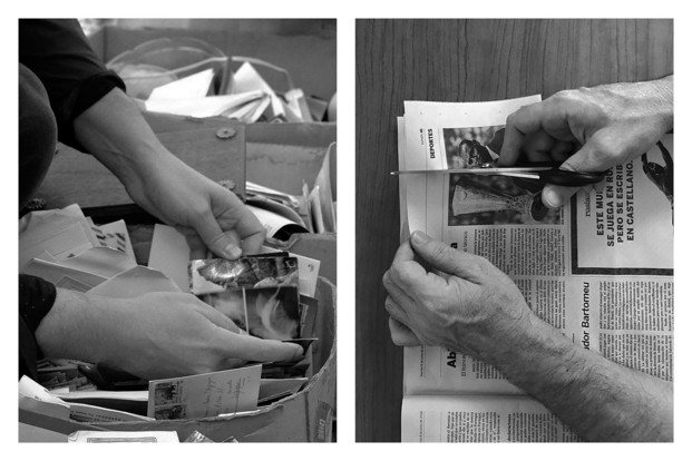 manos recortando periódico para hacer collage barcelona gallery weekend diariodesign
