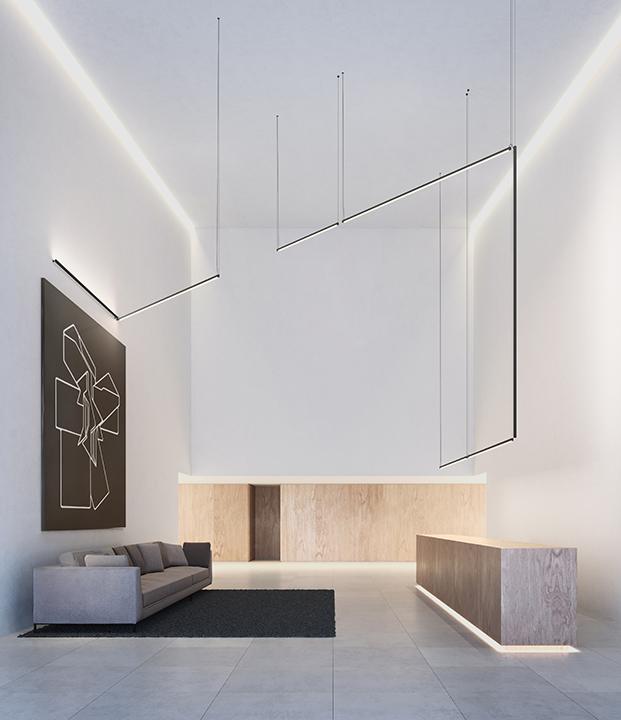 Un ejemplo obra del estudio de Fran Silvestre Arquitectos en el que Sticks juega con la arquitectura y  recorre el perimétro de techo y paredes