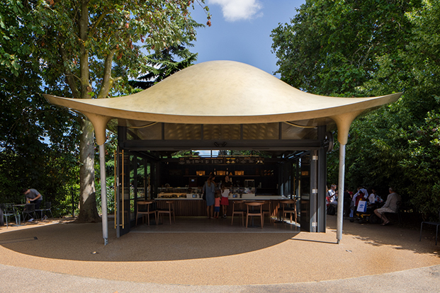 Horseshoe Bend Kiosks nuevos quioscos en los parques reales de Londres. Diseño de Mizzi Studio