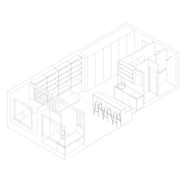 Ideas sencillas para un pequeño piso de 50m2 de diseño contemporáneo
