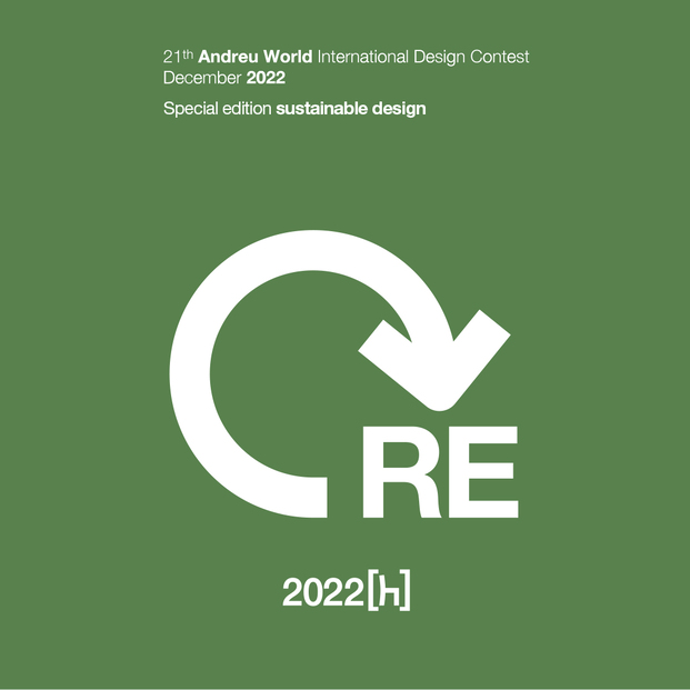 Cartel de la 21a edición del concurso de diseño de Andreu World, que se centra en la sostenibilidad.
