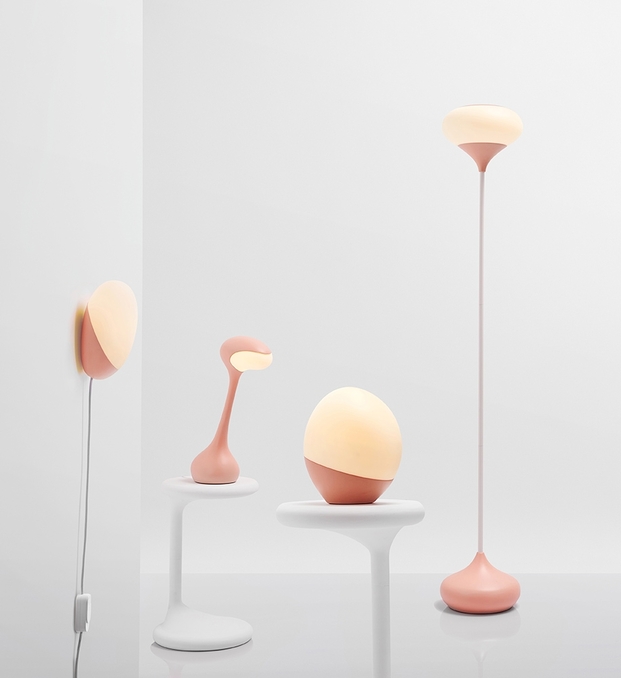lámparas con forma de huevo, lámpara rosa de diseño