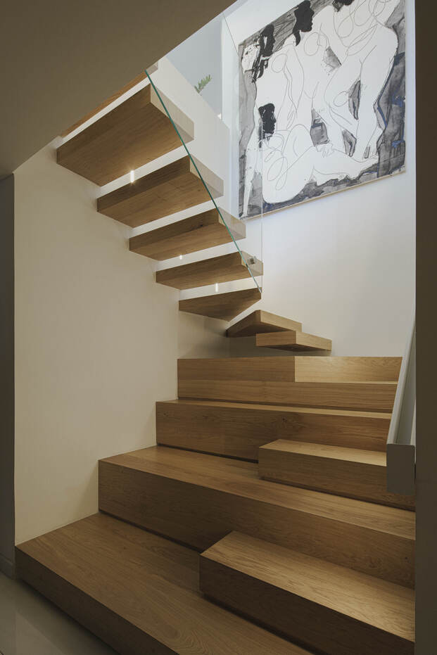 escalera de madera, escalera minimalista